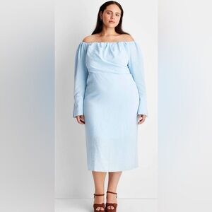 Future Collective off shoulder light blue dress Size 4 NWT